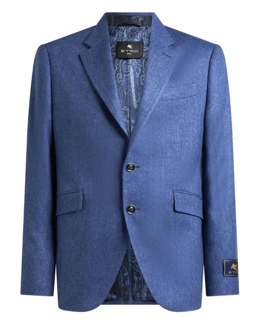Etro Blue Long-Sleeves Blazer for men