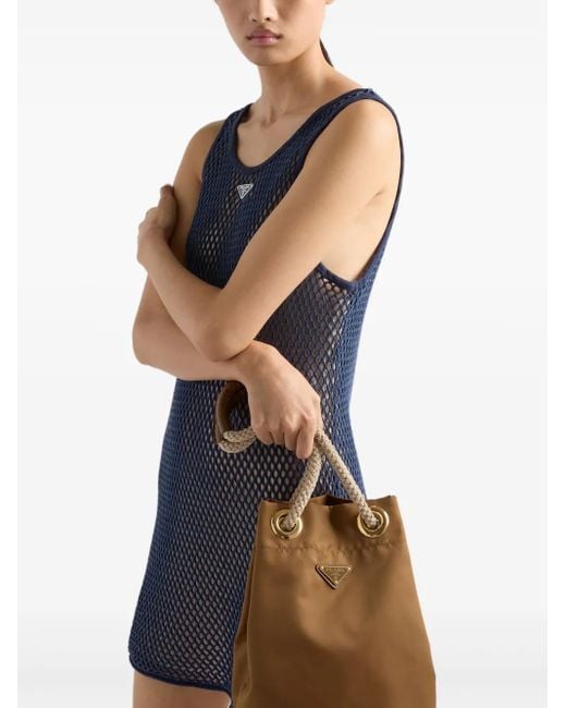 Prada Blue Minikleid in Netz-Optik