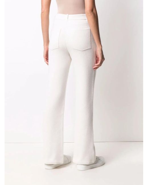 Barrie White Stitch Detail Flared Trousers