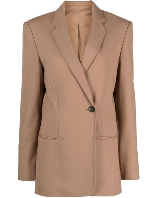 Helmut Lang Natural Notched-Lapels Tailored Blazer