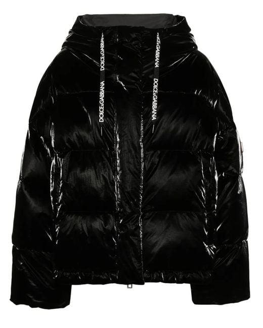 Dolce & Gabbana Black Coated-Finish Puffer Jacket