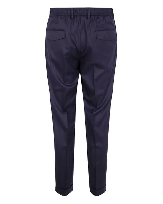 Barba Napoli Blue Roma Pleated Drawstring Trousers for men