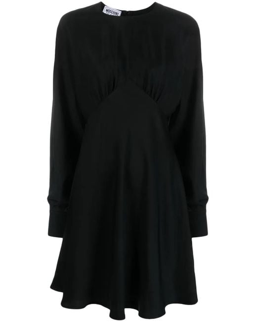 Moschino Black Satin Poet-Sleeve Midi Dress