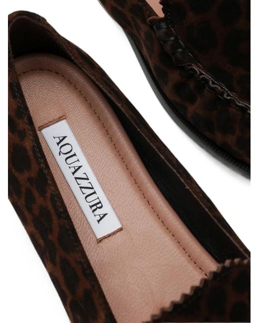 Aquazzura White Leopard-Print Loafers