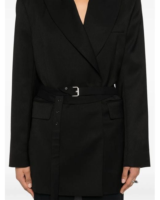 Acne Black Double-Breasted Herringbone Blazer
