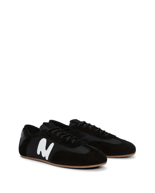 MSGM Black Appliqué Lace-Up Sneakers for men