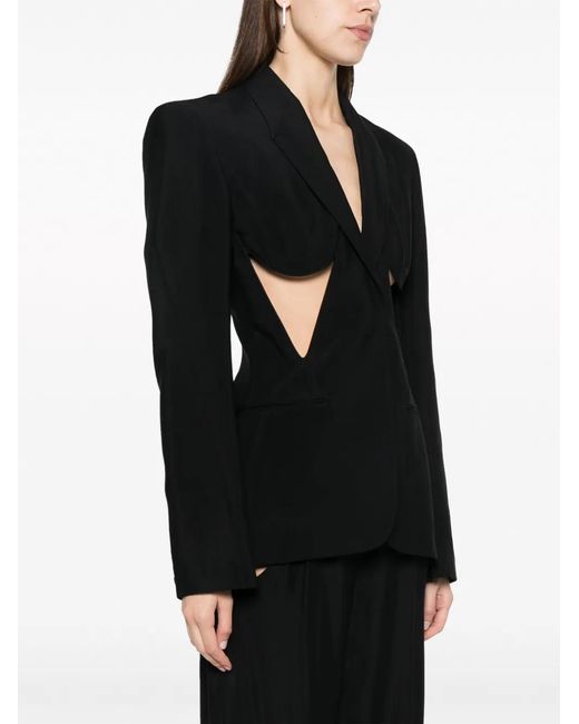 Mugler Black Cut-out Structured Blazer