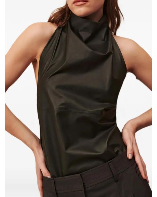 Twp Black High-Neck Backless Top