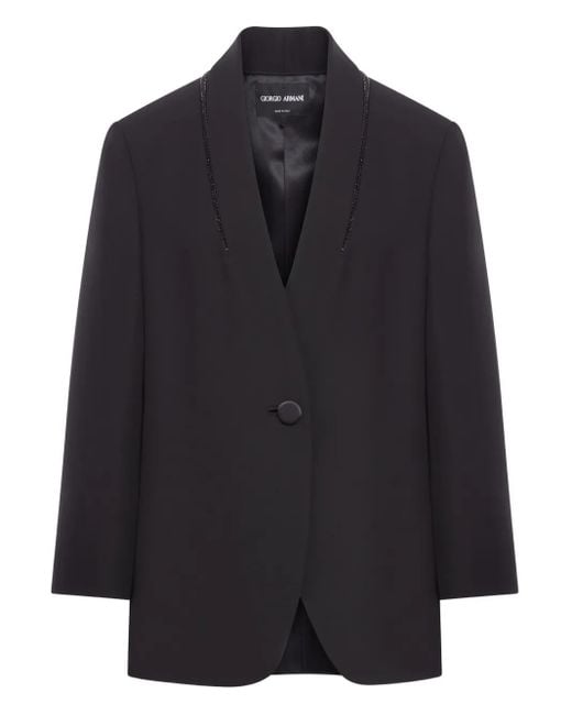 Giorgio Armani Blue Sequin-Embellished Single-Breasted Blazer