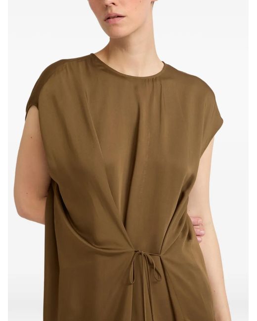 Yves Salomon Natural Asymmetric Adjustable Satin Maxi Dress