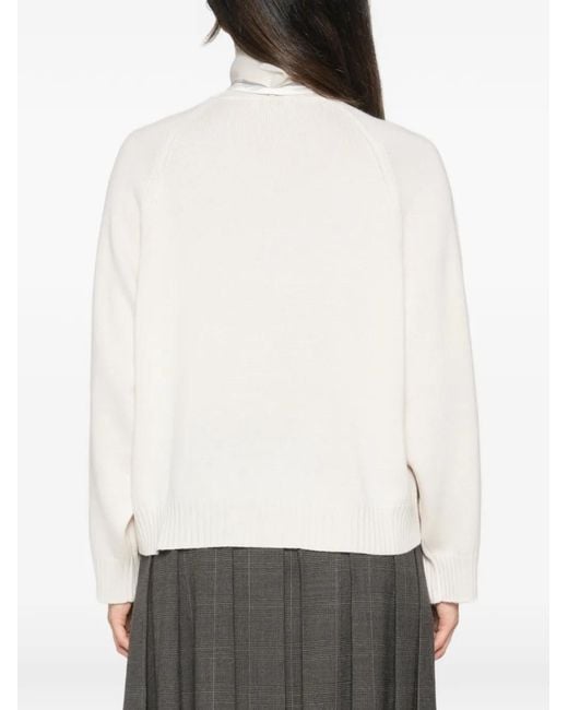 Brunello Cucinelli White Raglan-Sleeve Sweater