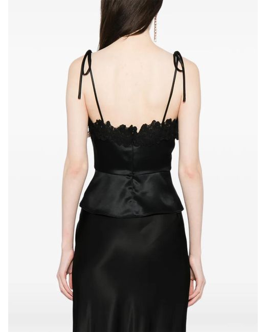 Cynthia Rowley Black Satin Lace Top