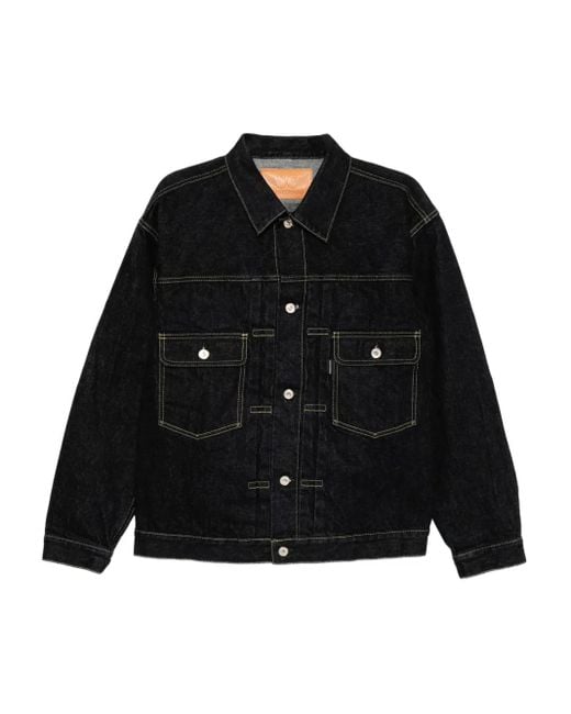 MASTERMIND WORLD Black Logo-Print Denim Jacket for men