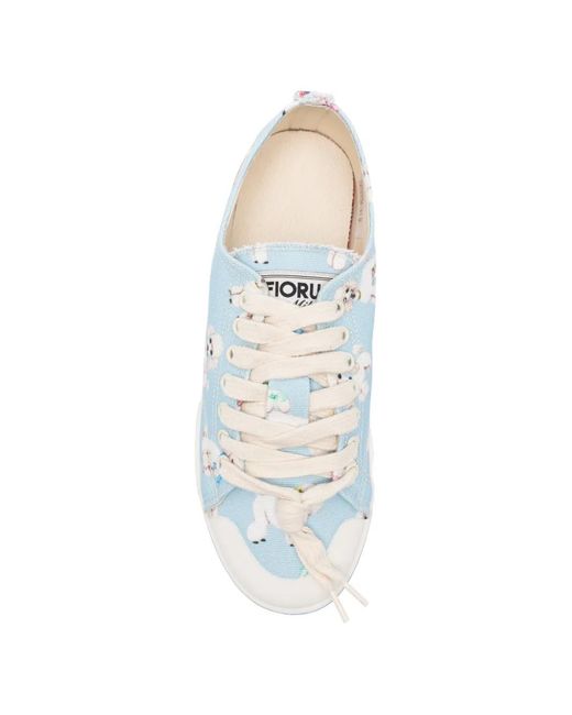 Fiorucci Blue Poodle-Print Cotton Sneakers