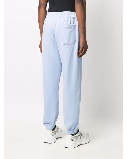 Helmut Lang Blue Embroidered-Logo Drawstring Trackpants for men