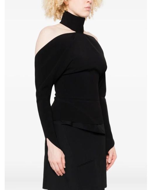 Courreges Black Cold-Shoulder Top