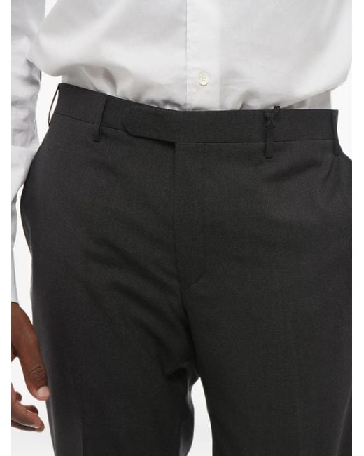 Corneliani Black Flat-Front Wool Trousers for men