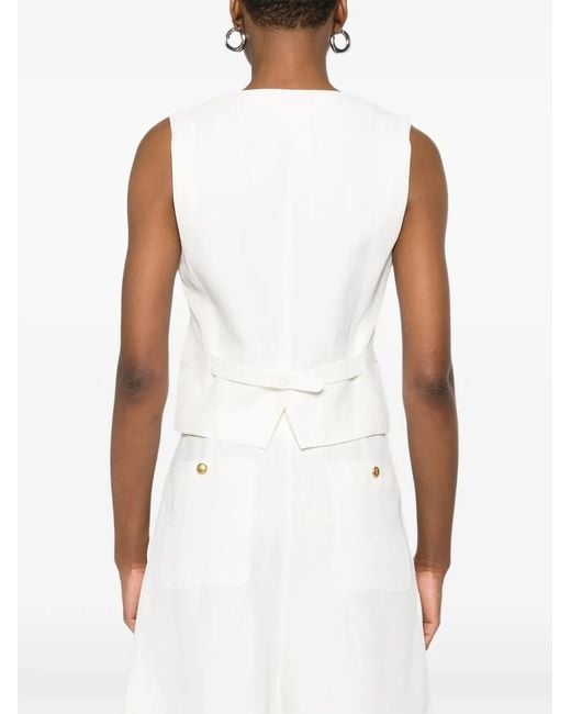 P.A.R.O.S.H. White V-Neck Button Jacket