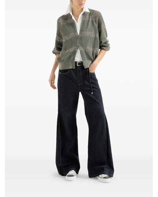 Brunello Cucinelli Green Striped Cardigan