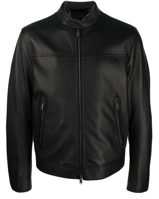 Brioni Black Zip-front Leather Jacket for men