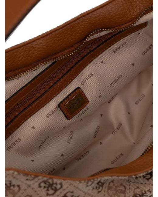Guess Brown Logo-Monogram Buckle Tote Bag