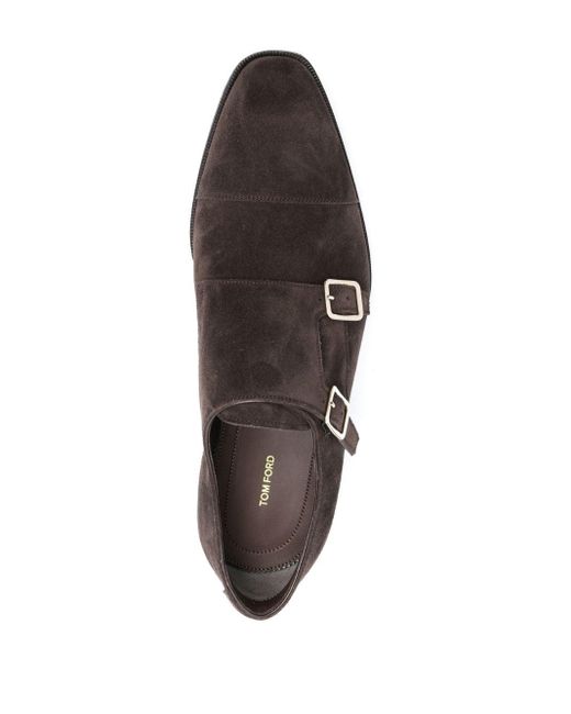 Tom Ford Brown 30mm Suede Monk Shoes for men