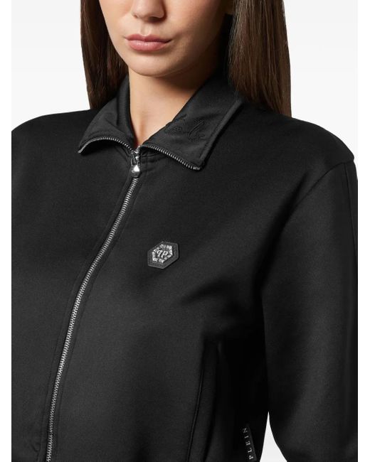 Philipp Plein Black Bomberjacke Mit Logo-Schild