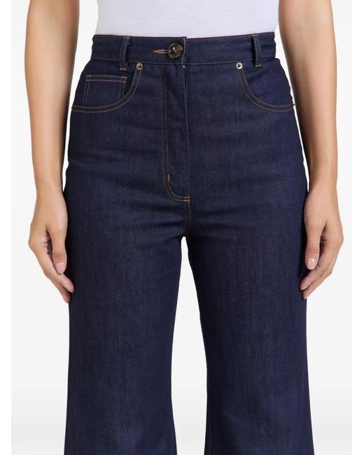 Florence & Fortitude Blue Flared Seam Denim Trousers