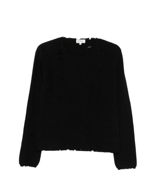 Second/Layer Black Distressed Sweater for men