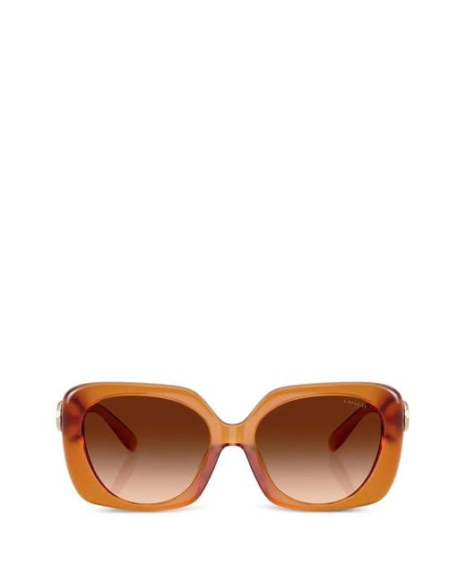 COACH Brown Logo-Plaque Square-Frame Sunglasses