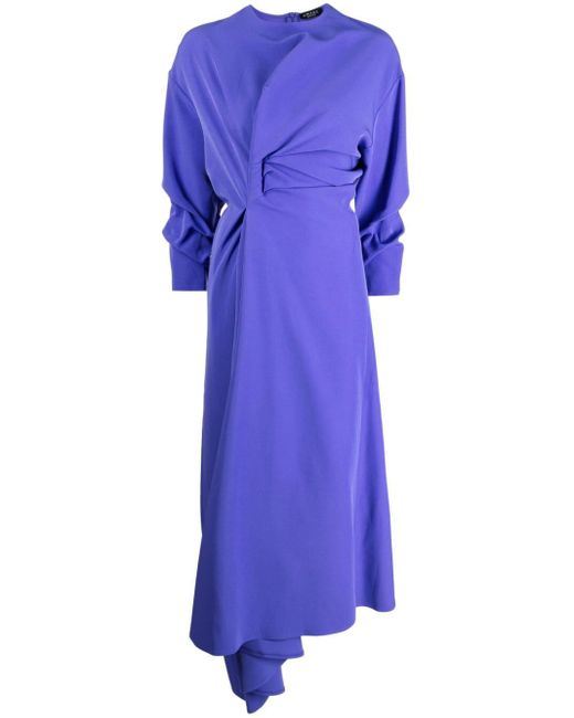 A.W.A.K.E. MODE Asymmetric Draped Long Dress in Blue | Lyst
