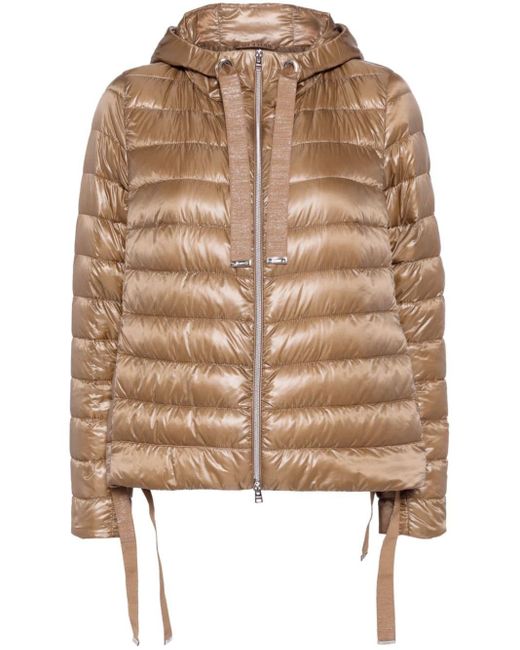 Herno Brown High-shine Quilted Puffer Jacket