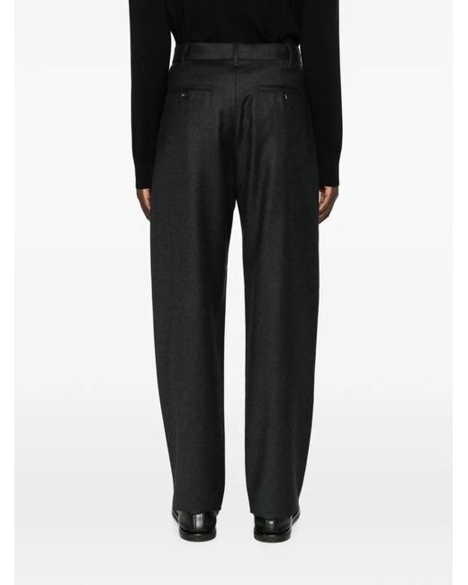 Agnona Black Pleated-Front Tailored Trousers for men