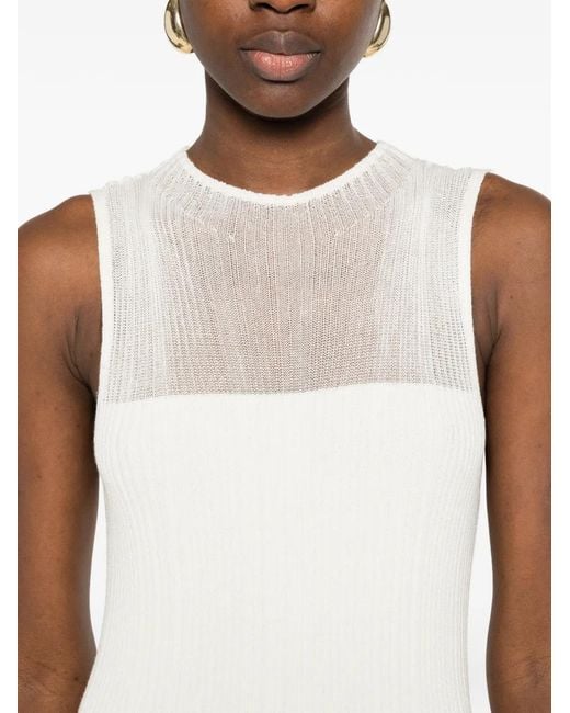 Bompard Geribbelde Midi-Jurk in het White