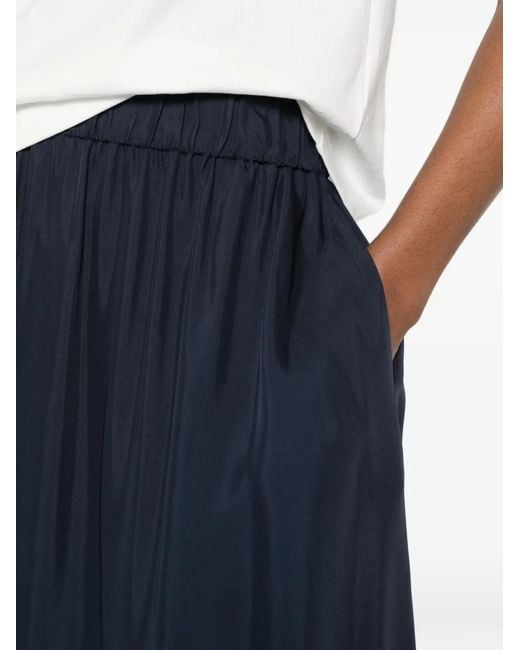 Gant Blue Elasticated-Waistband Gathered Midi Skirt