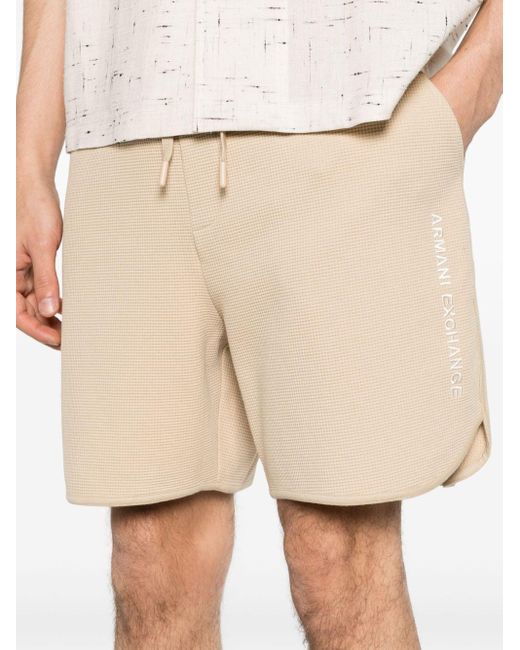 Armani Exchange Shorts in Waffeloptik mit Logo-Stickerei in Natural für Herren