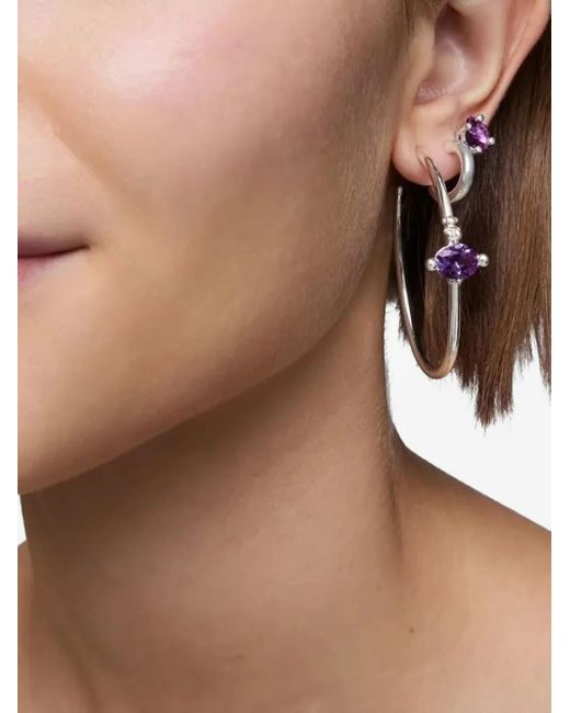 Tous White Amethyst-Embellished Hoop Earrings