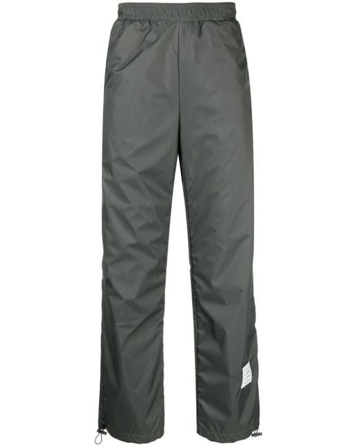 Thom Browne Gray Logo-Patch Sheer-Ripstop Track Pants for men