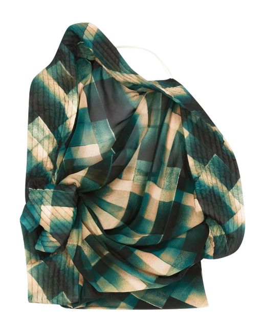Dries Van Noten Green Check-Pattern Top