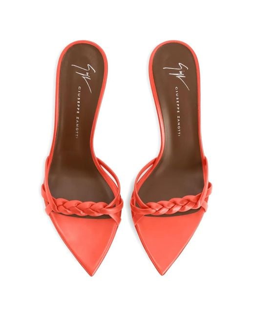 Giuseppe Zanotti Red 70Mm Intrigo Braid Mules