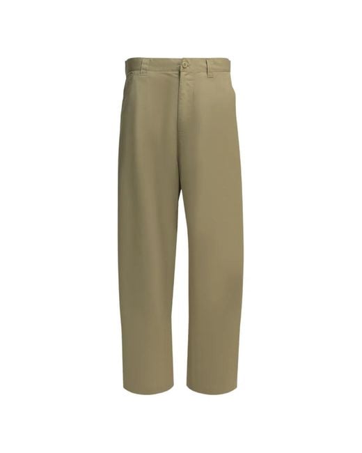 Carhartt Green Logo-Patch Straight-Leg Trousers for men