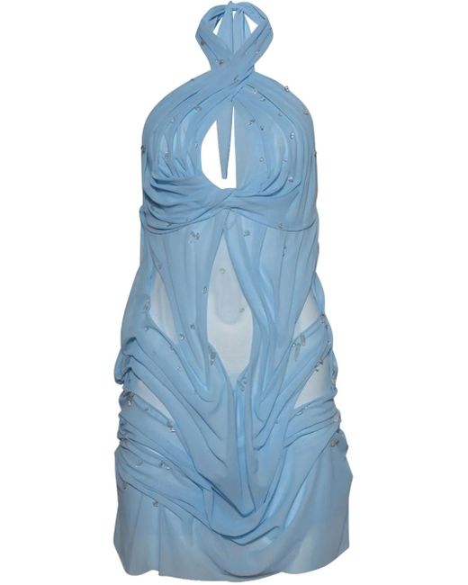 DI PETSA Blue Hand-Draped Mini Dress
