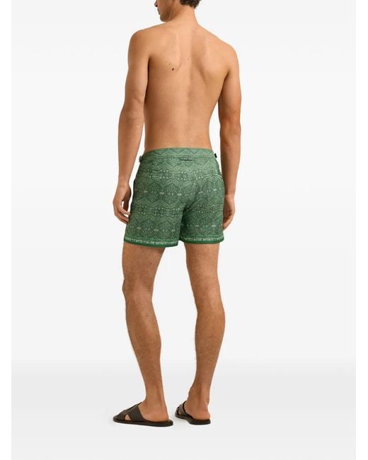 Orlebar Brown Green Pattern Swim Shorts for men
