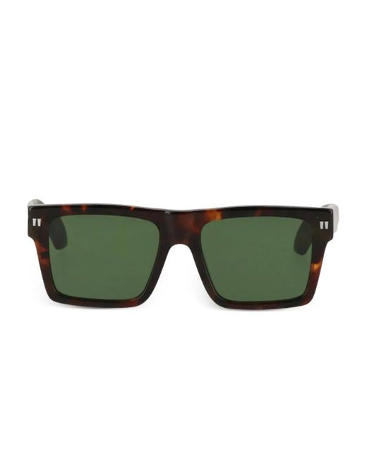 Off-White c/o Virgil Abloh Green Tortoiseshell Square-Frame Sunglasses