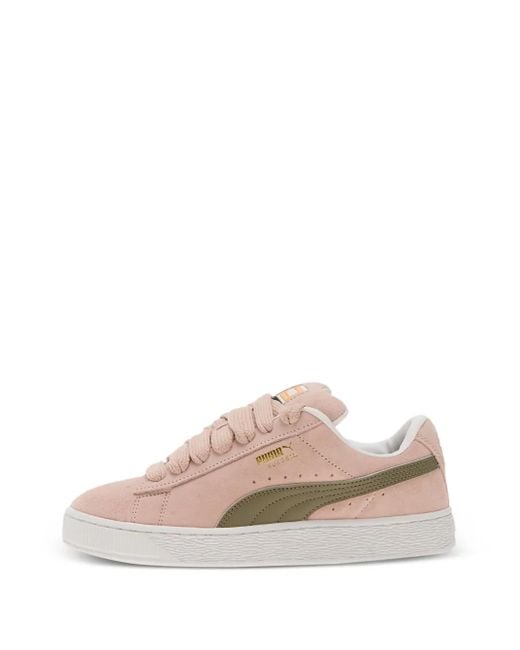 PUMA Pink Suede Lace-Up Sneakers for men