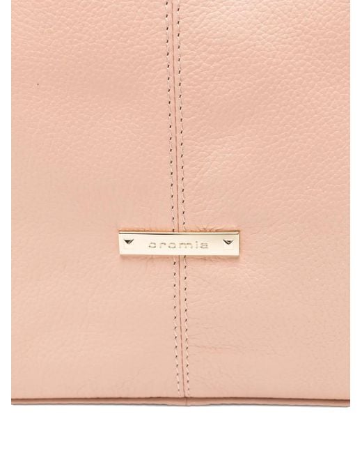 Cromia Pink Serena Grained Leather Shoulder Bag