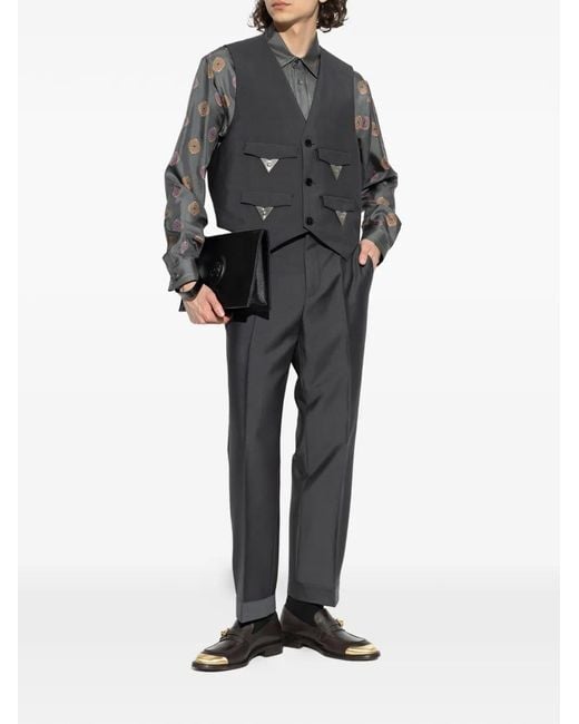Versace Gray Chemise Imprimée En Soie for men