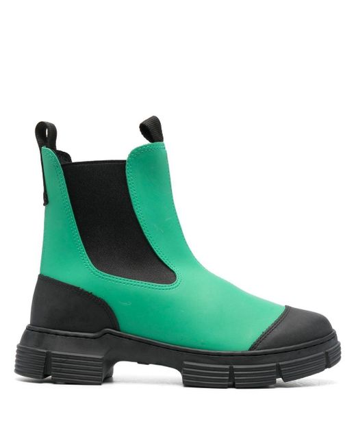 Ganni Chunky Slip-on Boots in Green | Lyst Canada