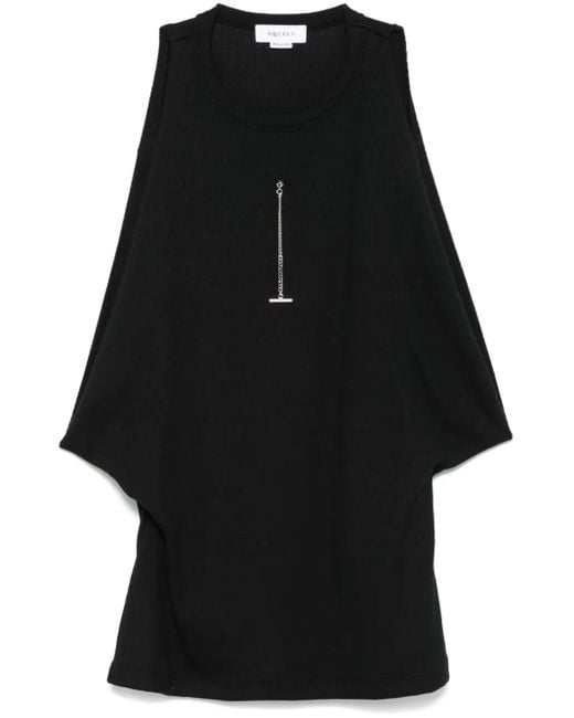 McQueen Black Draped Armhole T-Shirt