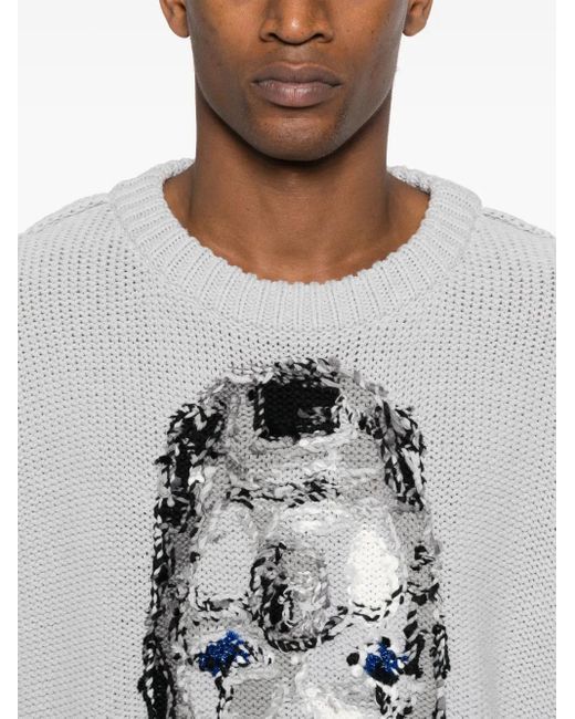 Doublet Gray Inside-Out Jacquard Jumper for men